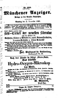 Münchener Anzeiger (Neueste Nachrichten aus dem Gebiete der Politik) Samstag 2. November 1861