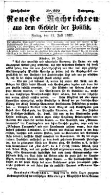 Neueste Nachrichten aus dem Gebiete der Politik (Münchner neueste Nachrichten) Freitag 11. Juli 1862