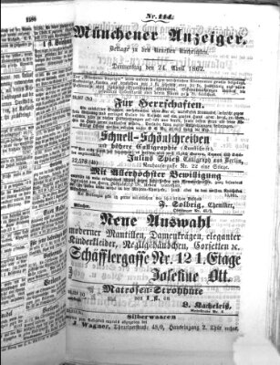 Münchener Anzeiger (Neueste Nachrichten aus dem Gebiete der Politik) Donnerstag 24. April 1862
