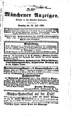 Münchener Anzeiger (Münchner neueste Nachrichten) Samstag 26. Juli 1862