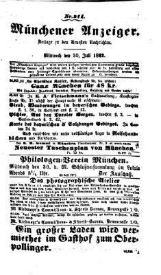 Münchener Anzeiger (Münchner neueste Nachrichten) Mittwoch 30. Juli 1862