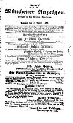 Münchener Anzeiger (Neueste Nachrichten aus dem Gebiete der Politik) Sonntag 3. August 1862