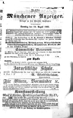 Münchener Anzeiger (Münchner neueste Nachrichten) Samstag 23. August 1862
