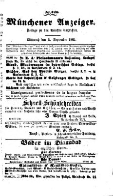 Münchener Anzeiger (Neueste Nachrichten aus dem Gebiete der Politik) Mittwoch 3. September 1862