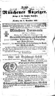 Münchener Anzeiger (Münchner neueste Nachrichten) Samstag 6. September 1862
