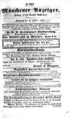Münchener Anzeiger (Münchner neueste Nachrichten) Mittwoch 8. Oktober 1862