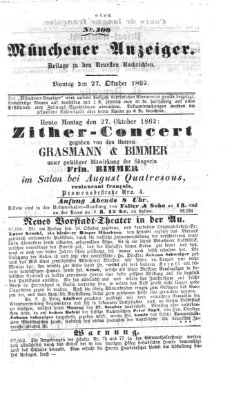 Münchener Anzeiger (Münchner neueste Nachrichten) Montag 27. Oktober 1862