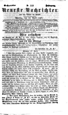 Neueste Nachrichten aus dem Gebiete der Politik (Münchner neueste Nachrichten) Dienstag 28. April 1863