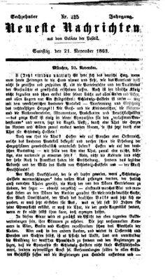 Neueste Nachrichten aus dem Gebiete der Politik (Münchner neueste Nachrichten) Samstag 21. November 1863