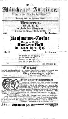 Münchener Anzeiger (Münchner neueste Nachrichten) Dienstag 10. Februar 1863