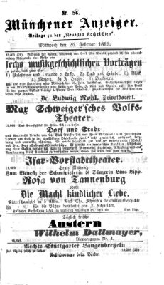 Münchener Anzeiger (Münchner neueste Nachrichten) Mittwoch 25. Februar 1863