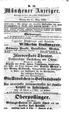 Münchener Anzeiger (Münchner neueste Nachrichten) Montag 23. März 1863