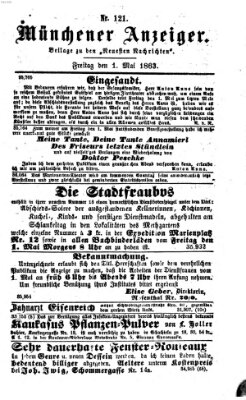 Münchener Anzeiger (Münchner neueste Nachrichten) Freitag 1. Mai 1863