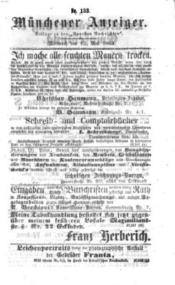 Münchener Anzeiger (Neueste Nachrichten aus dem Gebiete der Politik) Mittwoch 13. Mai 1863