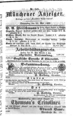 Münchener Anzeiger (Münchner neueste Nachrichten) Donnerstag 28. Mai 1863