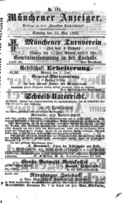 Münchener Anzeiger (Münchner neueste Nachrichten) Sonntag 31. Mai 1863