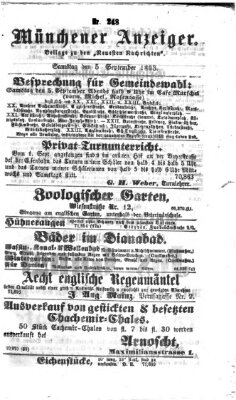 Münchener Anzeiger (Neueste Nachrichten aus dem Gebiete der Politik) Samstag 5. September 1863
