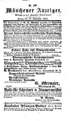 Münchener Anzeiger (Münchner neueste Nachrichten) Freitag 25. September 1863
