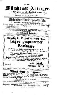 Münchener Anzeiger (Neueste Nachrichten aus dem Gebiete der Politik) Dienstag 20. Oktober 1863