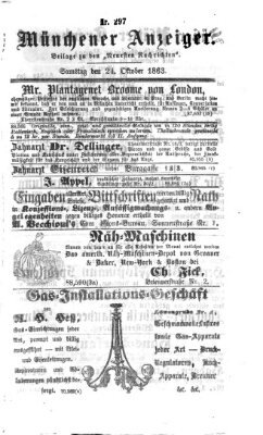 Münchener Anzeiger (Neueste Nachrichten aus dem Gebiete der Politik) Samstag 24. Oktober 1863