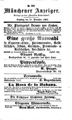 Münchener Anzeiger (Münchner neueste Nachrichten) Samstag 21. November 1863