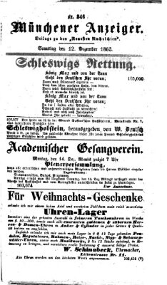 Münchener Anzeiger (Münchner neueste Nachrichten) Samstag 12. Dezember 1863