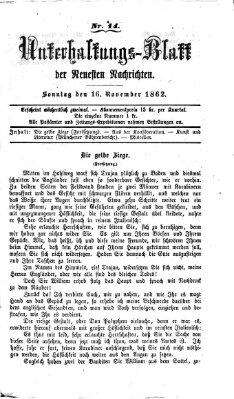 Neueste Nachrichten aus dem Gebiete der Politik Sonntag 16. November 1862
