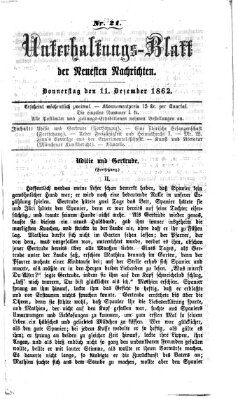 Neueste Nachrichten aus dem Gebiete der Politik Donnerstag 11. Dezember 1862