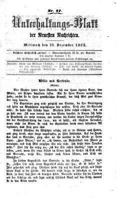 Neueste Nachrichten aus dem Gebiete der Politik (Münchner neueste Nachrichten) Mittwoch 31. Dezember 1862