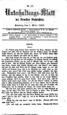 Neueste Nachrichten aus dem Gebiete der Politik Sonntag 1. März 1863