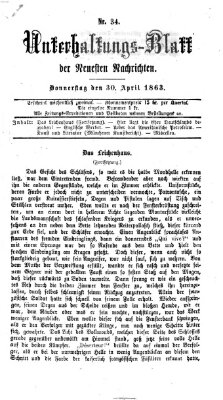 Neueste Nachrichten aus dem Gebiete der Politik Donnerstag 30. April 1863