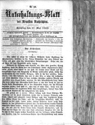 Neueste Nachrichten aus dem Gebiete der Politik Sonntag 17. Mai 1863