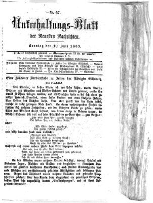 Neueste Nachrichten aus dem Gebiete der Politik Sonntag 19. Juli 1863