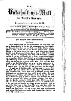 Neueste Nachrichten aus dem Gebiete der Politik Sonntag 11. Oktober 1863