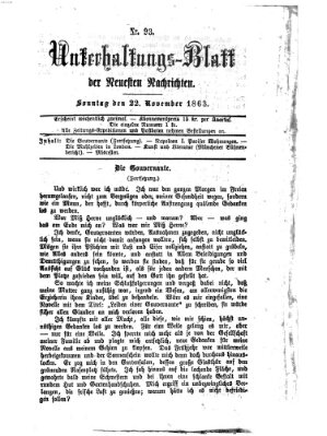 Neueste Nachrichten aus dem Gebiete der Politik Sonntag 22. November 1863