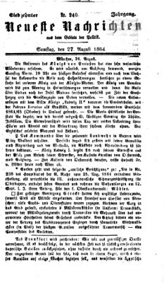 Neueste Nachrichten aus dem Gebiete der Politik Samstag 27. August 1864