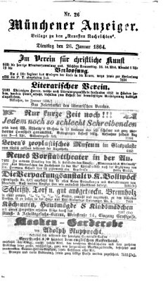 Münchener Anzeiger (Neueste Nachrichten aus dem Gebiete der Politik) Dienstag 26. Januar 1864