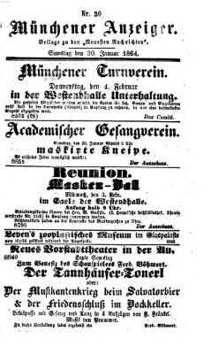 Münchener Anzeiger (Münchner neueste Nachrichten) Samstag 30. Januar 1864
