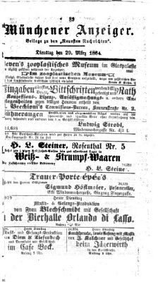 Münchener Anzeiger (Neueste Nachrichten aus dem Gebiete der Politik) Dienstag 29. März 1864