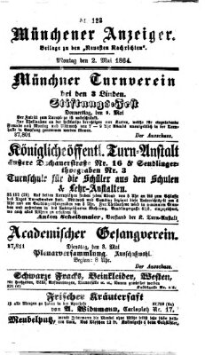 Münchener Anzeiger (Münchner neueste Nachrichten) Montag 2. Mai 1864