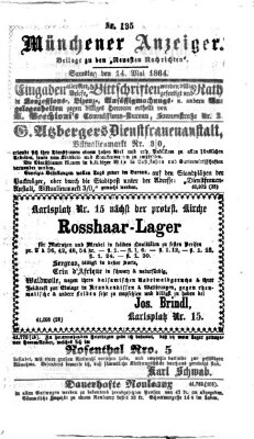Münchener Anzeiger (Münchner neueste Nachrichten) Samstag 14. Mai 1864