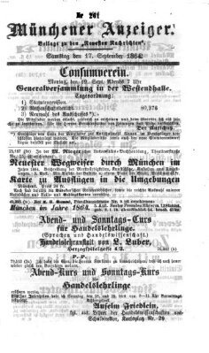 Münchener Anzeiger (Neueste Nachrichten aus dem Gebiete der Politik) Samstag 17. September 1864