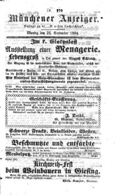 Münchener Anzeiger (Neueste Nachrichten aus dem Gebiete der Politik) Montag 26. September 1864