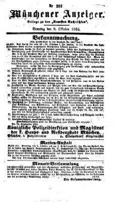 Münchener Anzeiger (Münchner neueste Nachrichten) Sonntag 9. Oktober 1864