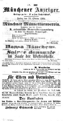 Münchener Anzeiger (Münchner neueste Nachrichten) Freitag 28. Oktober 1864