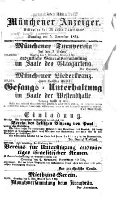 Münchener Anzeiger (Münchner neueste Nachrichten) Samstag 5. November 1864