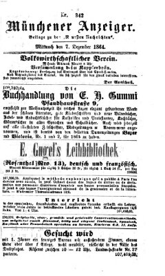 Münchener Anzeiger (Münchner neueste Nachrichten) Mittwoch 7. Dezember 1864