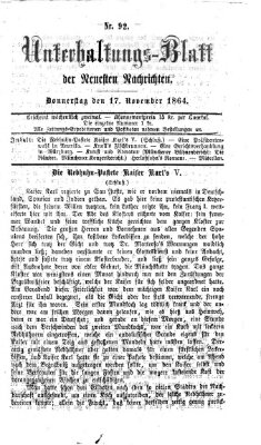 Neueste Nachrichten aus dem Gebiete der Politik Donnerstag 17. November 1864