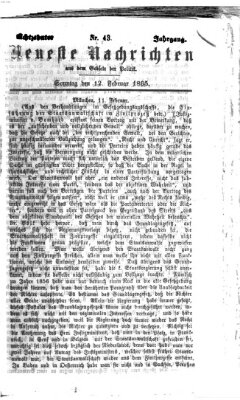 Neueste Nachrichten aus dem Gebiete der Politik Sonntag 12. Februar 1865