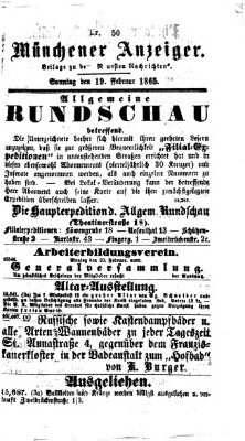 Münchener Anzeiger (Münchner neueste Nachrichten) Sonntag 19. Februar 1865